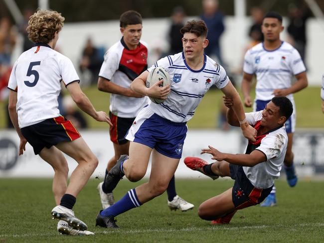 Riley Allen during the NSW U15 Combined Catholic Colleges v Combined Independent Schools game of the State Rugby League Tri-Series held at St Mary's Leagues Stadium. Picture: Jonathan Ng