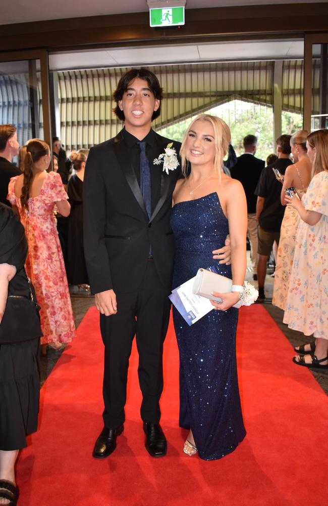 Mia Burmester and Tendar Thorpe at the Suncoast Christian College formal 2024.