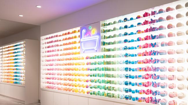 Hundreds of ‘naked’ bath bombs line the walls but to discover what they are you’ll need to scan them. Picture: Supplied