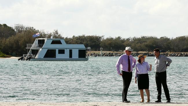 Flashback - Jeff Seeney, Verity Barton and Rob Molhoek before a press conference on the cruise ship terminal, at Harley Park Labrador. Picture Glenn Hampson