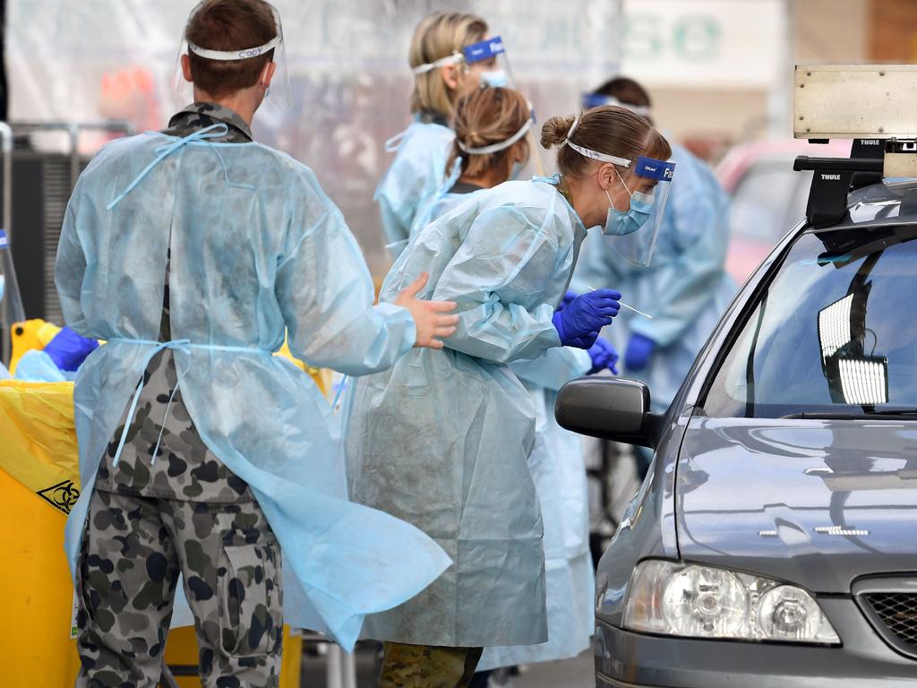 Around 300,000 people in Melbourne have to return to lockdown under the threat of fines and arrest as Australia’s second biggest city attempts to control a spike in virus cases. Picture: William West/AFP