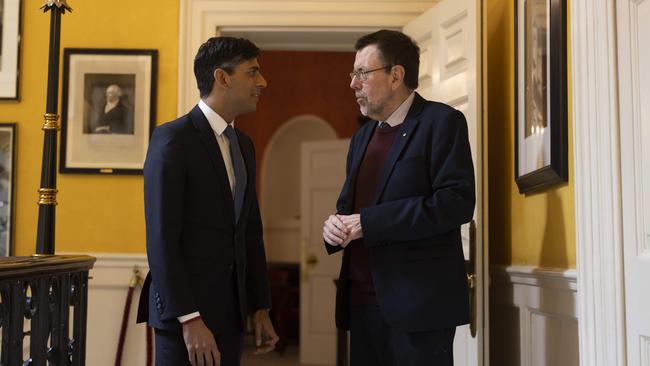 UK PM Rishi Sunak with The Australian's foreign editor Greg Sheridan.