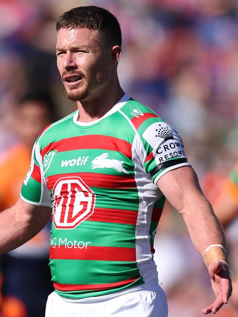 Rabbitohs wore black arm bands. Picture: Scott Gardiner/Getty