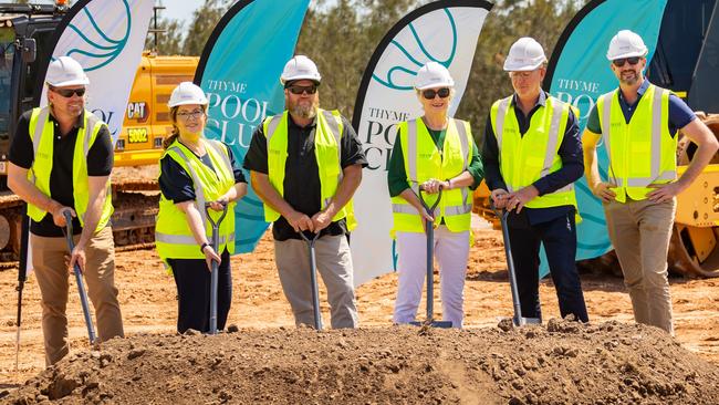 Serenitas head of development Dean Walker, Ivan Tuohy Constructions director Ivan Tuohy and Kirbo Contracting managing director Tim Kirchen turned the first sod on the project this week.