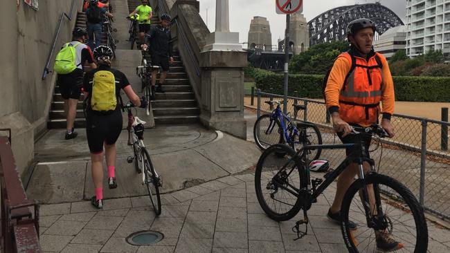 Cyclists at Milsons Point.