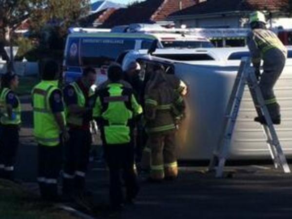 Rescue crews in Northcote to help children trapped in Mini Bus. Photo Twitter, Michaell Bennett