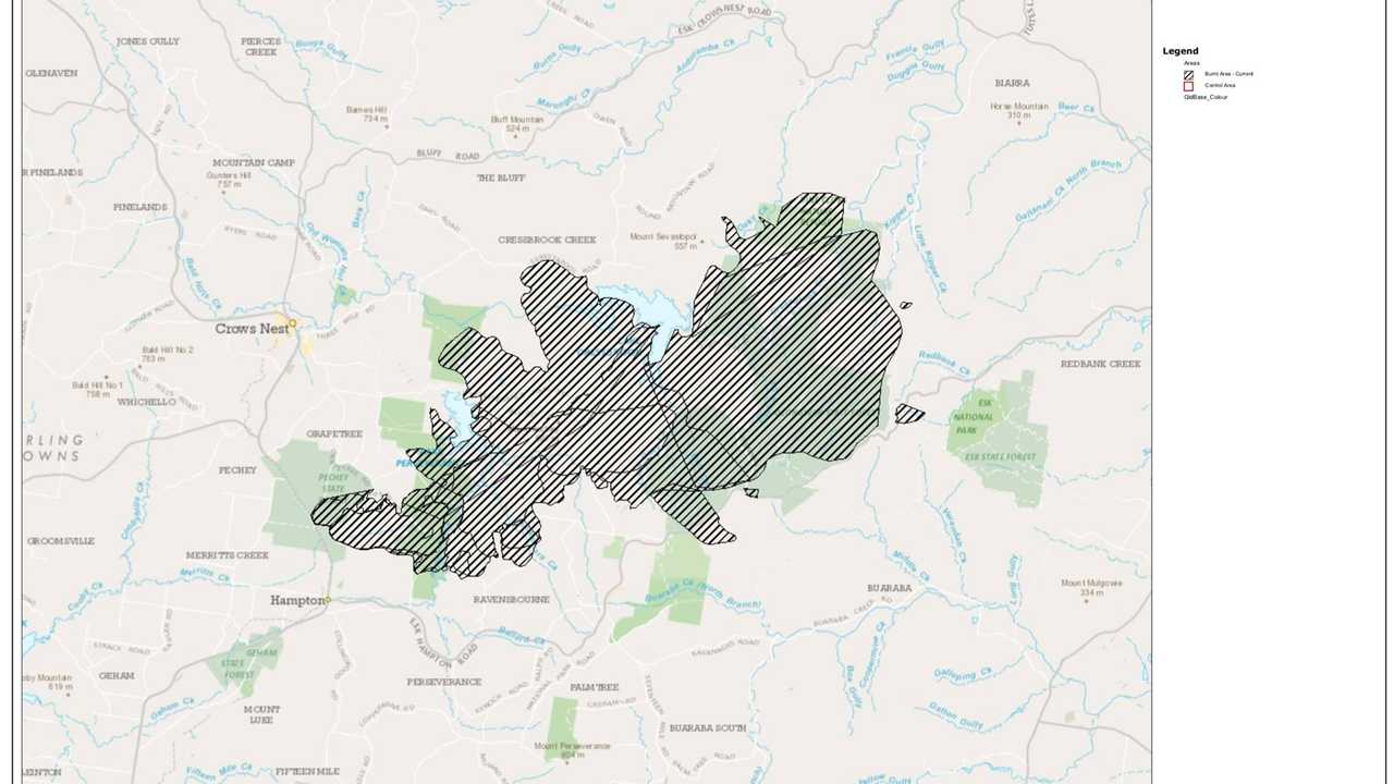 The area impacted by the Pechey fire at 9am on November 19.