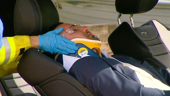 Salim Mehajer is treated after a car accident last October. Picture: Rob Quee