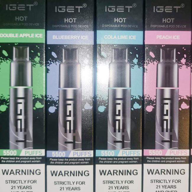 New, bigger vapes containing 5500 “puffs” are being sold in private social media groups. Picture: Supplied