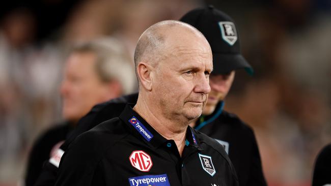 Port have said they’re sticking by the coach. (Photo by Dylan Burns/AFL Photos via Getty Images)