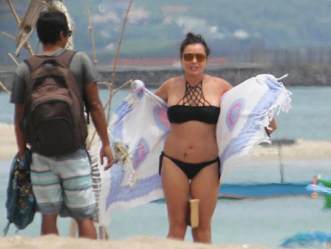 Schapelle Corby (right) with her boyfriend Ben after sunbathing on the beach, Bali. Picture: Supplied