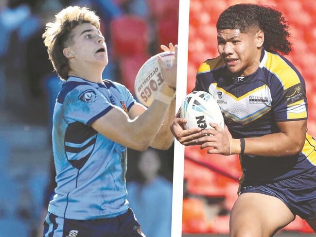 NRL Schoolboys Cup fullbacks Chevy Stewart and Luke Laulilii.