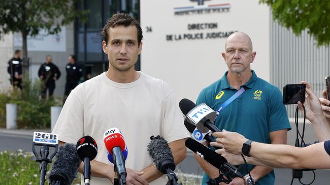 Tom Craig speaks to reporters. Picture: Michael Klein