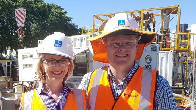 Brisbane City Council Infrastructure chairwoman Amanda Cooper and Public and Active Transport chairman and Deputy Mayor Adrian Schrinner. Picture: Ellen-Maree Elliot