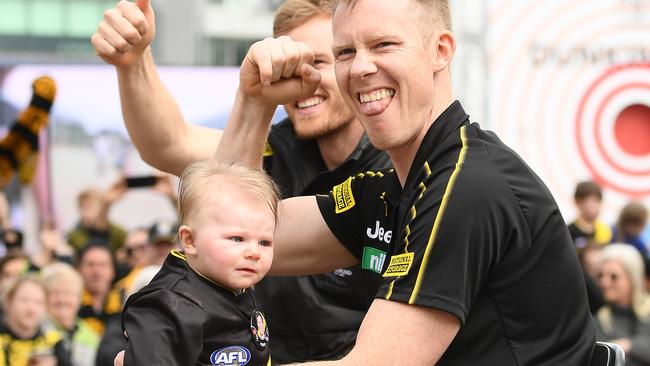 MELBOURNE, AUSTRALIA - SEPTEMBER 27: Jack Riewoldt of the Tigers attends the 2019 AFL Grand Final Parade on September 27, 2019 in Melbourne, Australia. (Photo by Quinn Rooney/Getty Images)