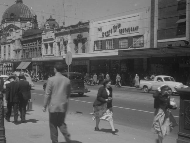 Downyflake Doughnuts in Swanston Street, 1950s. Picture: Rose Collection, State Library of Victoria