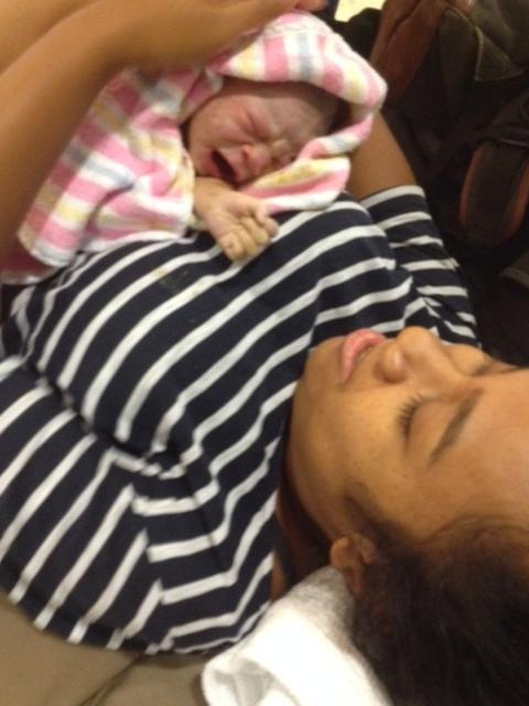 Victoria Andeng with Alleira just moments after she was born.