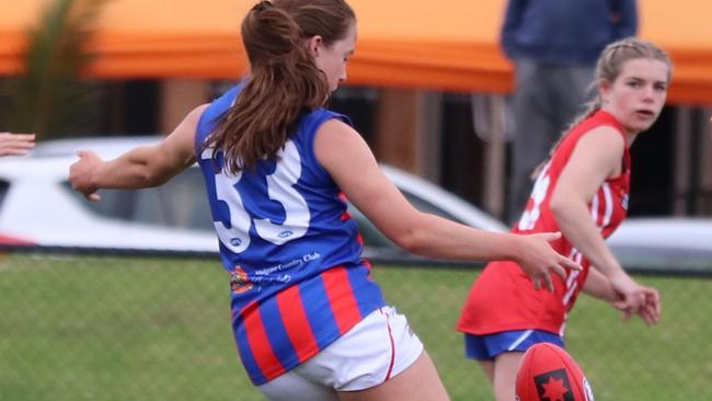 Jasmine Fleming featured among the Chargers’ best in the semi-final, in just her second match. Picture: Oakleigh Chargers FC