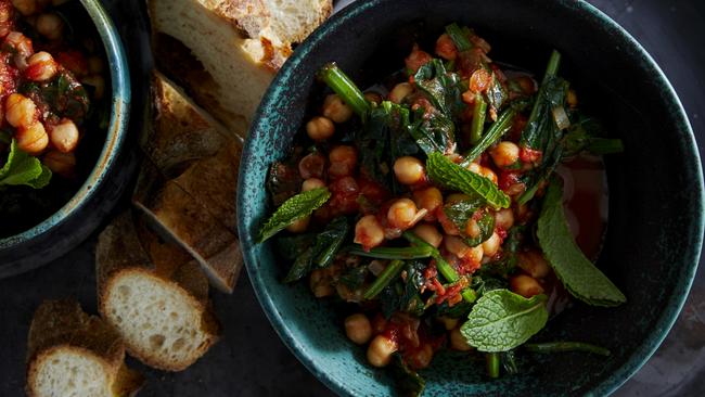 Chickpeas with spinach. Picture: Guy Bailey