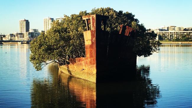 Sunset is the best time to snap the SS Ayrfield. Picture: Benedict Brook.