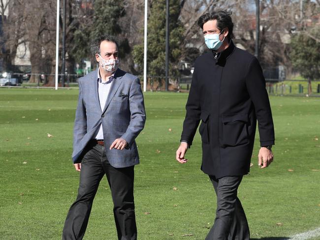 Minister for Sport Martin Pakula, together with Gillon. Picture: David Crosling