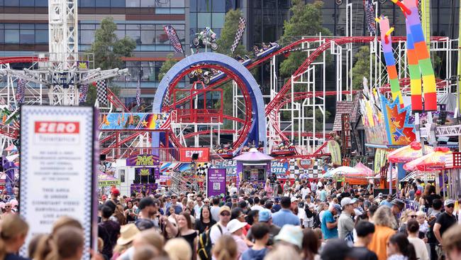 Crowds in the carnival area at the Royal Easter Show on Good Friday, Sydney Olympic Park. Picture: NCA NewsWire / Damian Shaw