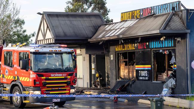 Fire gutted the tobacconist and convenience store on St Georges road in Thornbury. Picture: Jason Edwards