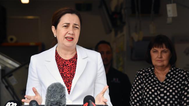 Premier Annastacia Palaszczuk speaking at a press conference in Mackay. Picture: Tony Martin