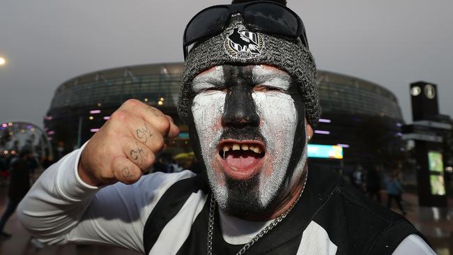 One very excited Collingwood fan. Picture: Getty Images