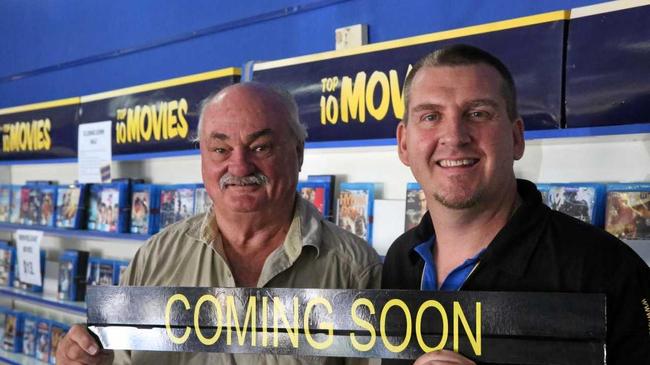 COMING ATTRACTION: Owner Peter Fife and store manager David Kendall have saved Gympie&#39;s beloved video store from closure. Picture: Rowan Schindler