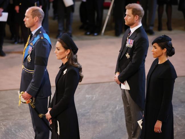 The Wales’ and the Sussexes at a service for the Queen. Picture: Getty Images