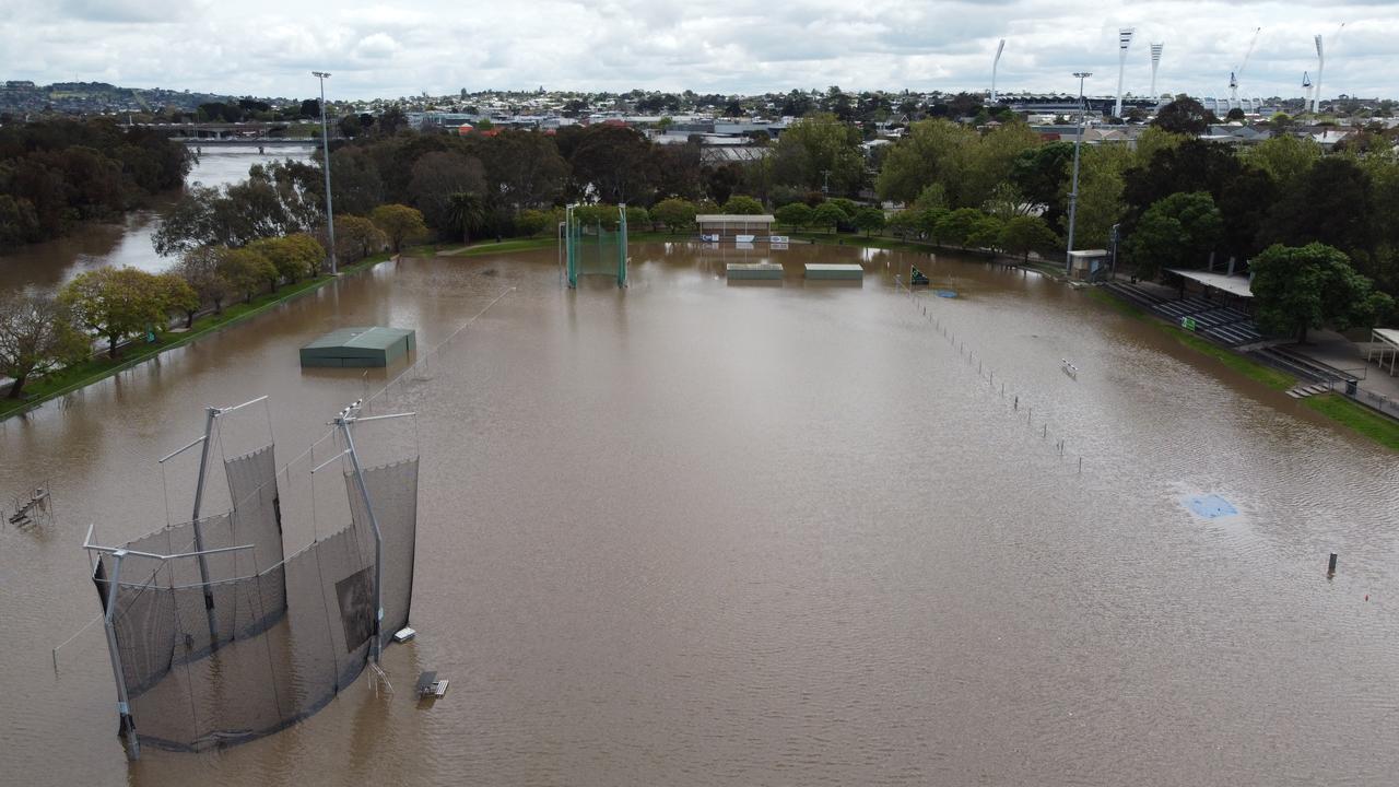 Landy Field was more like a pool following floods in 2022. Picture: David Smith.