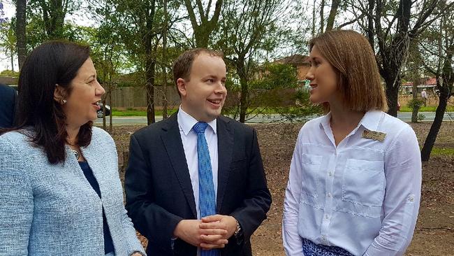 Queensland Premier Annastacia Palaszczuk, Duncan Pegg, and Eight Mile Plains State School principal Emma Kennedy.