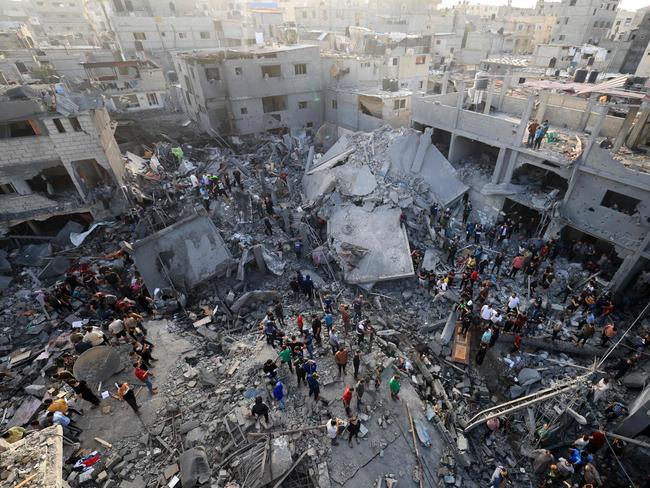 Damage caused by an Israeli strike on the Al-Maghazi refugee camp in Deir Balah in the central Gaza Strip. Picture: AFP