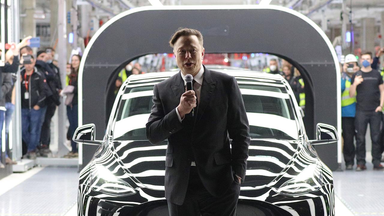 Musk was in Germany for the official opening of the new Tesla electric car manufacturing plant near Gruenheide. Picture: Christian Marquardt / Getty Images