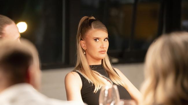 Lauren Dunn at a MAFS dinner party. Picture: Nine