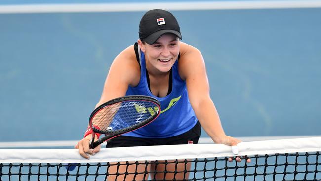 Ash Barty hits at the Queensland Tennis Centre. Picture: AAP/Darren England