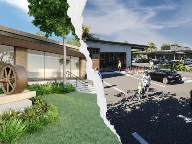 Formosa Family's proposal (left) and Eumundi Holdings' plans (right) are in the running to become Eumundi's first supermarket.