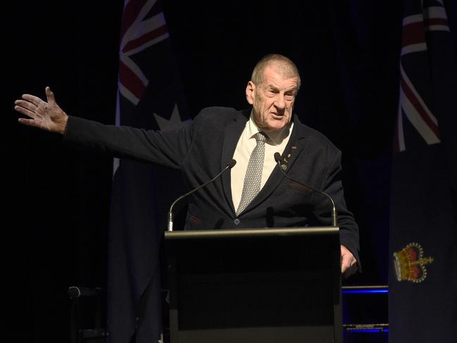 Former Victorian Premier Jeff Kennett at the Liberal Party State Council at Moonee Valley Racecourse. Picture: Andrew Henshaw