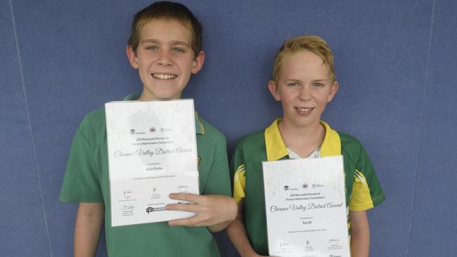 Westlawn Public School Year 6 students Jason Parkes and Ted Hill received Clarence Valley District Awards for their outstanding achievements in the 2019 Newcastle Permanent Primary Mathematics Competition.