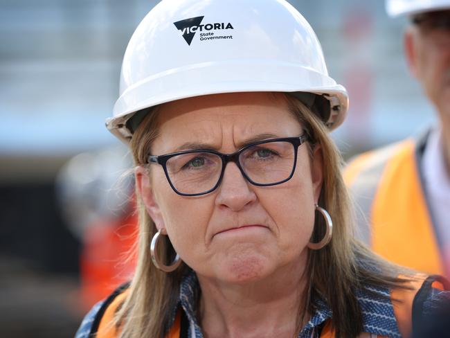 Premier Jacinta Allan presser at Bulleen Park worksite North - East Link Bulleen Road, Bulleen.                    Picture: David Caird