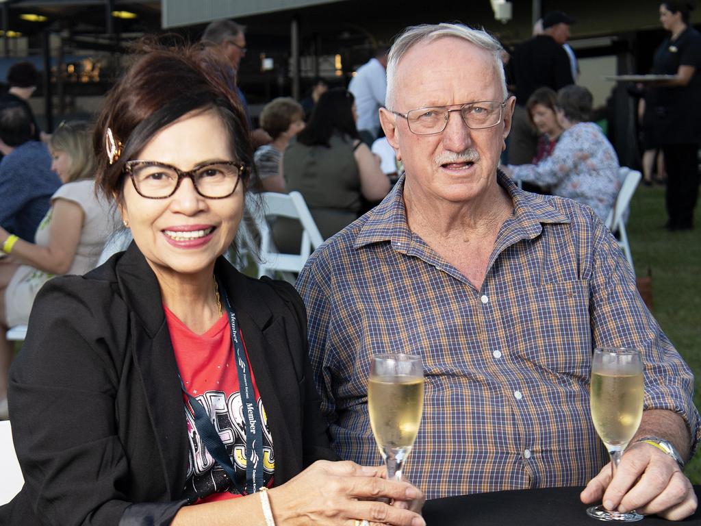 Virginia Close and Vincent Close at the launch of the Darwin Cup Carnival at the Darwin Turf Club. Picture: Keri Megelus