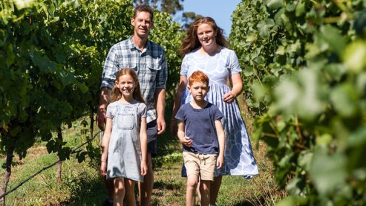 The Meander Valley Vineyard crew: Jade Nicholls, Bronya Dance, Hazel and Benji. Picture: Supplied