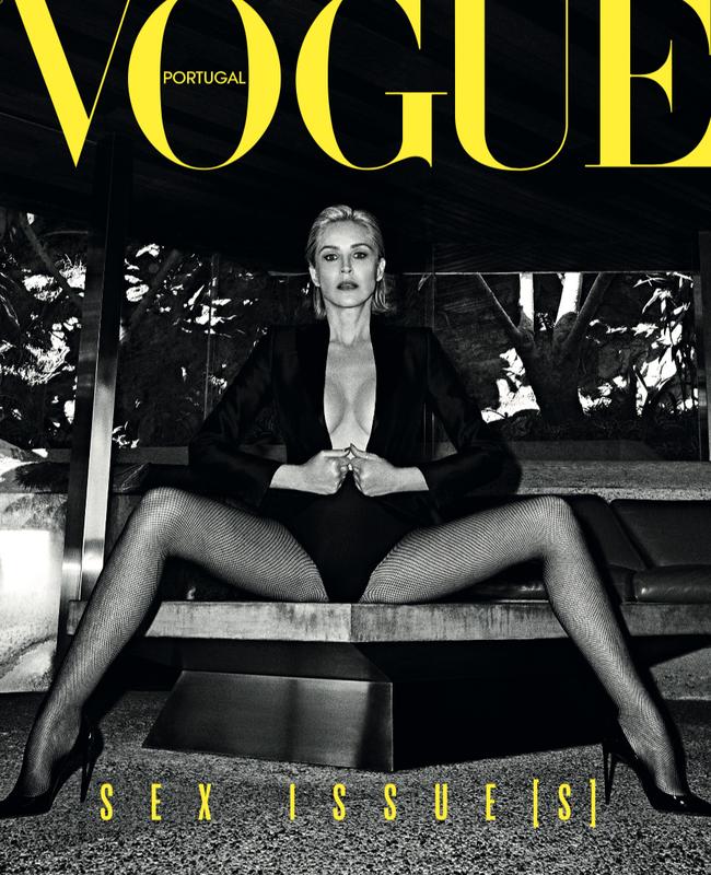 Sharon Stone on the cover of Vogue.