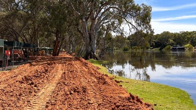 Levee works near Riverbend Caravan Park in November. Picture: Riverbend Caravan Park Facebook