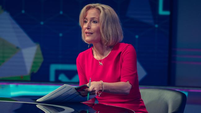 Gillian Anderson as TV journalist Emily Maitlis in Scoop.