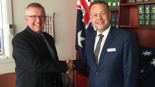 Parkes MP and Regional Health Minister Mark Coulton with Dubbo Mayor Ben Shields celebrating federal funding of the rehab facility. Picture: Facebook