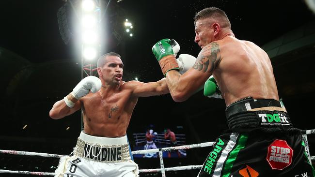 Anthony Mundine and Danny Green battle it out in Adelaide.