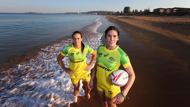 Charlotte Caslick (right) and Skipper, Shannon Parry. Picture: John Feder/The Australian.