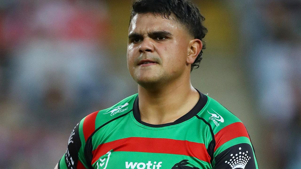 SYDNEY, AUSTRALIA - APRIL 09: Latrell Mitchell of the Rabbitohs walks off the field injured during the round five NRL match between the South Sydney Rabbitohs and the St George Illawarra Dragons at Accor Stadium, on April 09, 2022, in Sydney, Australia. (Photo by Mark Metcalfe/Getty Images)